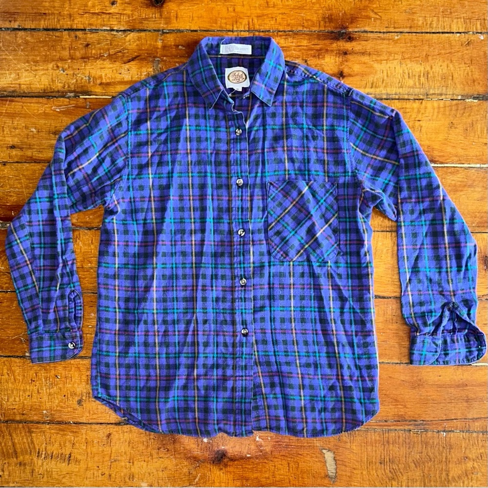 Vintage 1980s purple plaid shirt